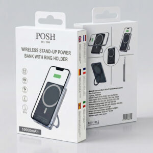 Wireless Stand-Up Power Bank with Ring Holder 10000mAh